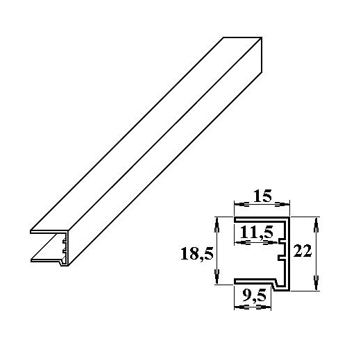 Ukončovací U-profil, PVC, 16 mm