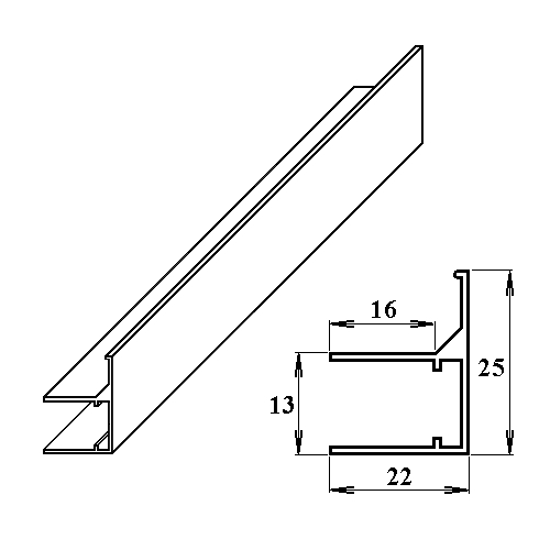 Ukončovací / okrajový U/F-profil, AL, 10 mm